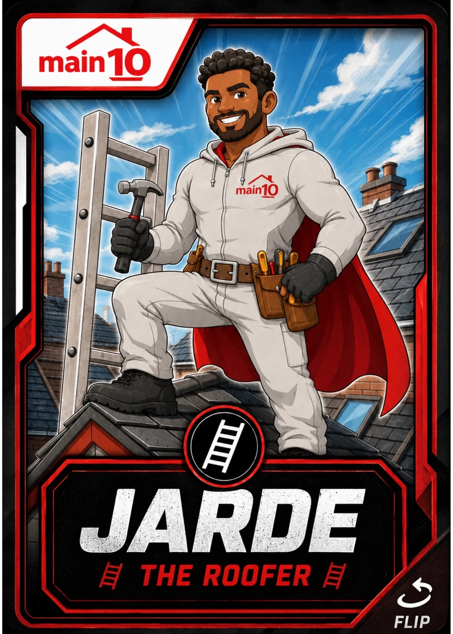 Jarde, Main10 roofer superhero trading card